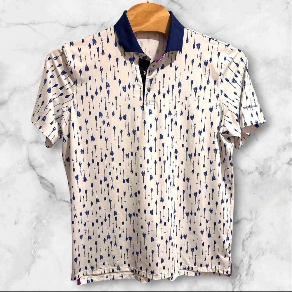 Greyson Navy and White Arrow Print Polo Size XL Logo